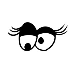 Doodle slanting eyes monster hand drawn