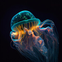 Obraz premium Deep Ocean Jelly Fish - Generative AI