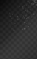 Gray Snowfall Vector Transparent Background. New