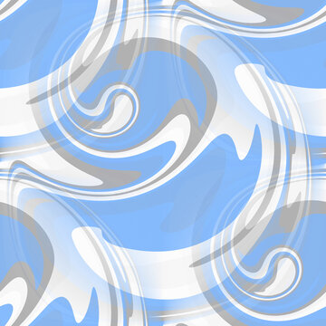 Abstract swirls texture. Seamless background in blue and grey tones. 