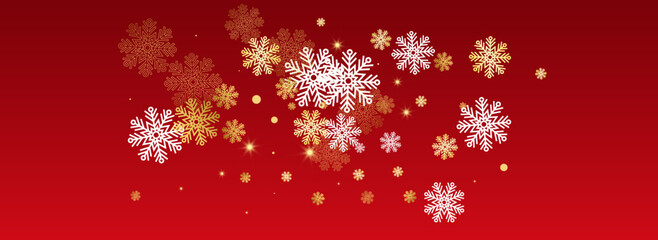 White Snow Vector Panoramic Red Background.