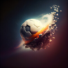 Fototapeta premium Soccer Ball Flying Through Space. Generative ai