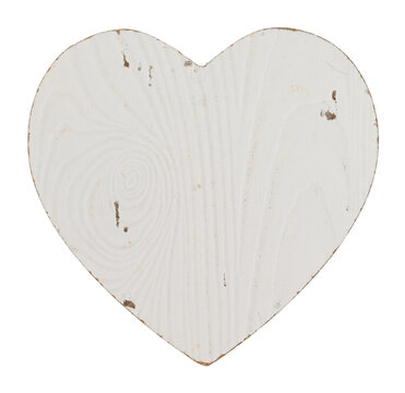 White wooden heart isolated, celebrate romance on Valentine&rsquo;s Day
