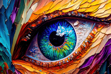 Fototapeta Auge Das sehende Auge Optikus Retina Iris Ophthalmos Chorioidea Closeup Generative AI Digital Art Background Hintergrund Illustration Cover Kunst obraz