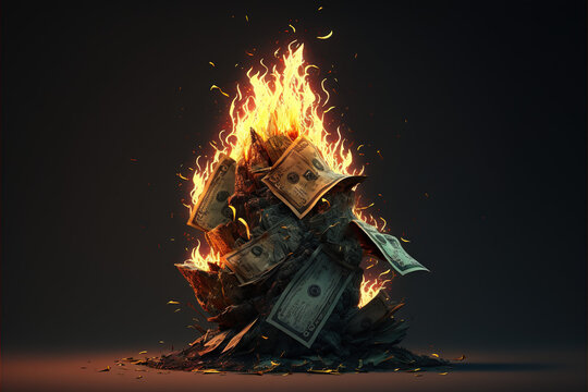 burning money dollars on the fire, Generative AI 