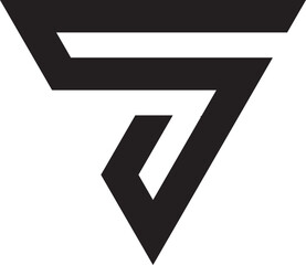 Triangular abstract design. Technology linear style communication vector logo template.