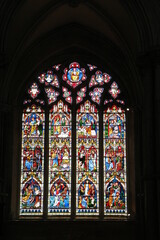 Window of historic old Cathedral in Ely, England Great Britain