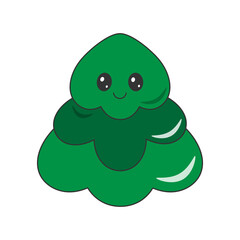 Christmas tree smile kawaii. Cartoon emoji icon