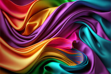 Fototapeta na wymiar Abstract colorful background with smooth elegant glamour silk satin waves, Generative AI