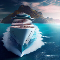 Cruise Ship Underway, AI  - obrazy, fototapety, plakaty