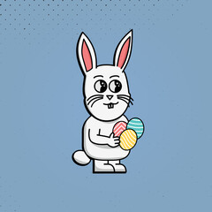cute easter bunny holding easter eggs, modern design