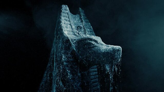 Egyptian Anubis Jackal God Statue With Cobwebs And Dust
