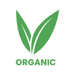 Organic Icon with Green Leaves