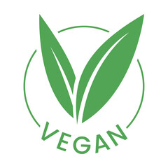 Vegan Round Icon with Green Leaves - Icon 3