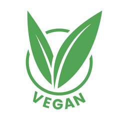 Vegan Round Icon with Green Leaves - Icon 8