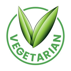 Obraz premium Vegetarian Round Icon with Shaded Green Leaves - Icon 9