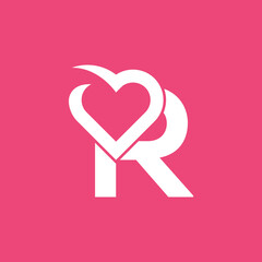 bold logo template heart love letter R