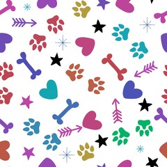 Fototapeta na wymiar Animals cartoon seamless dog and cat footprints pattern for wrapping paper and fabrics and linens and kids