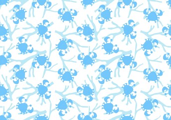 Fototapeta na wymiar Cartoon silhouette animals seamless crabs pattern for wrapping paper and kids clothes print and fabrics