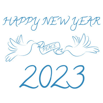 Happy New Year 2023 with peace symbol