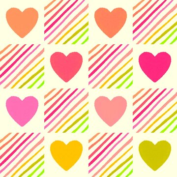 Valentines hearts cartoon pattern for wrapping and kids clothes print and fabrics and gift box