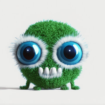 Cute little green monster , generative AI