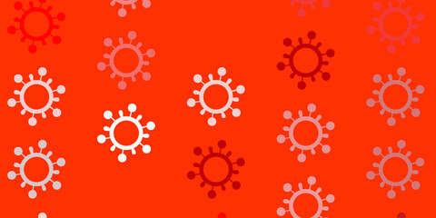 Light Red, Yellow vector background with covid-19 symbols.