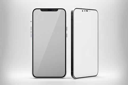 Cairo, Egypt February 8, 2021 Mockup Of An IPhone 13 With A White Screen, Mockup Of An IPhone 13 With A Blank Screen,. Generative AI