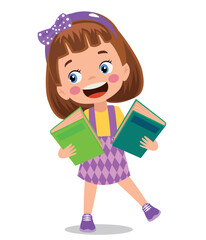 cute little student with books