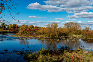 Autumn colors by the St. Lawrence river 
