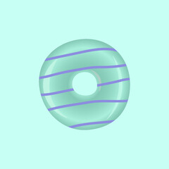 Mint donut with purple stripes