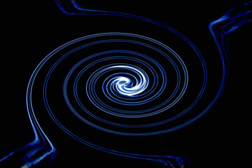 Blue circular concentric light . Abstract design. Space and energy.