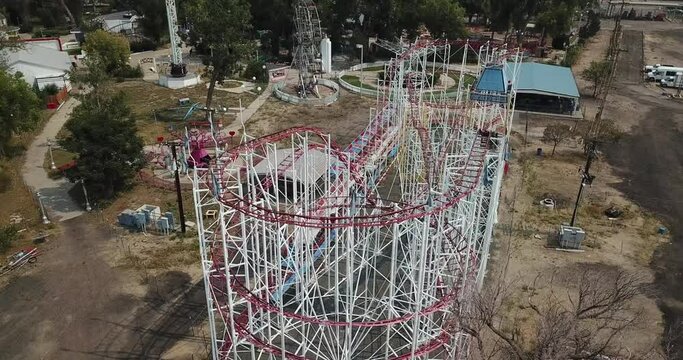 Abandoned Rollercoaster Theme Park Aerial