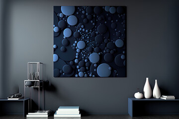 a half tone abstract artwork in dark blue. Generative AI