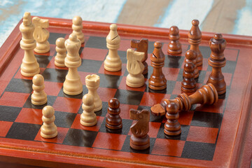 Chess board overview, with game finished by checkmate