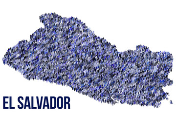 The map of the El Salvador made of pictograms of people or stickman figures. The concept of population, sociocultural system, society, people, national community of the state. illustration.