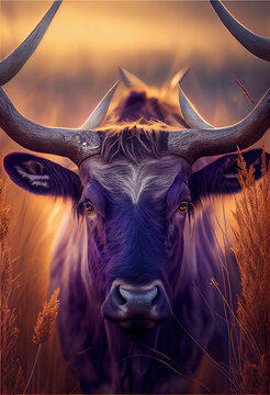 bull in tall autumn grass