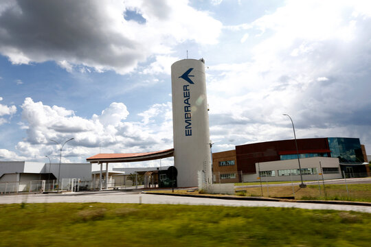 Outdoor view of the Embraer plant in Sao Jose dos Campos city, Sao Paulo state, Brazil,