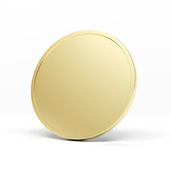 Gold blank coin isolated on white background. 3d illustration.