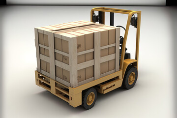 Palletized hardwood box built in Egypt using a forklift truck. Generative AI