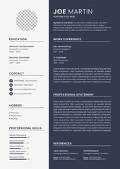Modern minimalist cv resume tempalte