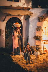 escenas de un portal de belén .
decoracíon navideña cristiana