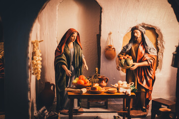 escenas de un portal de belén .
decoracíon navideña cristiana