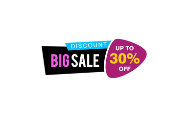 30 Percent discount offer, clearance, promotion banner layout with sticker style. 