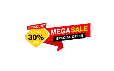 30 Percent discount offer, clearance, promotion banner layout with sticker style. 