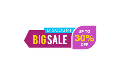 30 Percent discount offer, clearance, promotion banner layout with sticker style. 