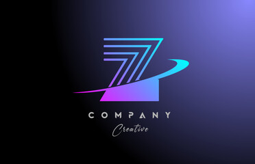 pink blue Z alphabet letter logo icon design with swoosh. Creative line template for company and business