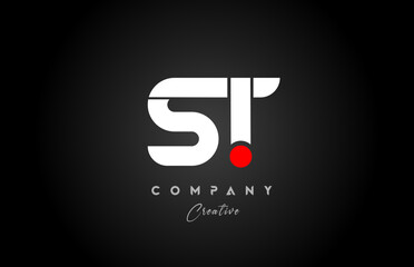red white alphabet letter ST S T combination for company logo. Suitable as logotype