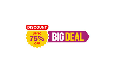 75 Percent discount offer, clearance, promotion banner layout with sticker style. 
