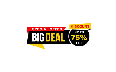 75 Percent discount offer, clearance, promotion banner layout with sticker style. 
